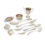A group of small silver, including an Edwardian sugar sifting spoon, Sheffield, c.1936, Viners Ltd.,