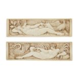 A pair of Continental rectangular ivory plaques of Leda and Zeus and Antiope and Jupiter, late