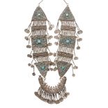 An impressive Bukhara turquoise-set silver necklace, Uzbekistan, 20th century, formed of large