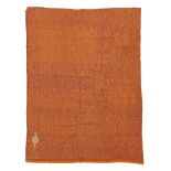 A Termeh wool shawl, Iran, 19th century, of rectangular form, the orange ground woven with floral