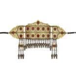 A Tekke parcel gilt silver headpiece, Turkmenistan, 19th/early 20th century, formed of three