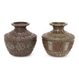 Two copper-alloy lotas, South India, possibly Tanjore, mid-19th century, the raised silvered