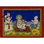A ruler seated, Jodhpur, India, 19th century, gouache on paper heightened with gilt, with two