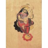 Two Kalighat paintings, Eastern India, circa 1880, opaque pigments and silver on paper, depicting