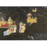 An illustration to a Ramayana Series: Sumantra drives the chariot carrying Rama, Lakshmana and