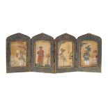 A framed set of four mica paintings, Murshidabad, India, 19th century, opaque pigments on mica,