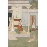An illustration to a Ragamala, Lucknow, India, circa 1780, opaque pigments heightened with gilt on