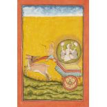 An illustration to a Ragamala series, Chandra Ragaputra, son of Hindola by a Pahari artist, Chamba