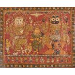 The triad of Jagannath-Subhadra -Balabhadra, Puri, India, first half 20th century, opaque pigments