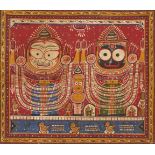 The triad of Jagannath-Subhadra -Balabhadra, Puri, India, first half 20th century, opaque pigments
