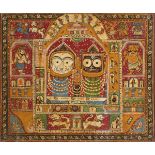 The Jagannath triad in the Puri temple, Orissa, first half 20th century, opaque pigments and lacquer