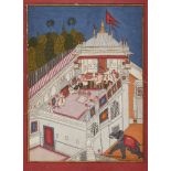A large palace scene, Rajasthan, North West India, 19th century, opaque pigments heightened with