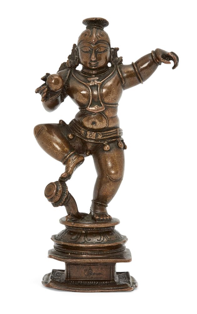 A finely cast bronze figure of Krishna, India, South India, Tamil Nadu, circa 17th century, the