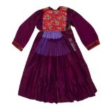 A purple silk robe, North India, 19th century, with embroidered neckPlease refer to department for