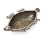 A silvered brass bowl in the form of a turtle, India, 18th century, of oval, faceted form, the rim