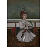 Four reverse glass portraits, India, late 19th-early 20th century, depicting a seated youth with