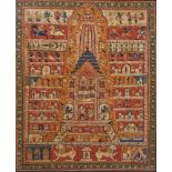 The Jagannath temple in Puri, Orissa, first half 20th century, opaque pigments and lacquer on cloth,