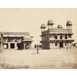 A photograph by Samuel Bourne of a fort, possibly Udaipur, India, circa 1870, mounted, glazed and