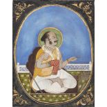 A seated Gosain (Holy man) of the Vallabhalarya sect of Vaishnavite Hindus, Nathadwara, Rajasthan