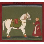 Two equestrian portraits, Mewar, 19th century, opaque pigments on paper heightened with gilt,