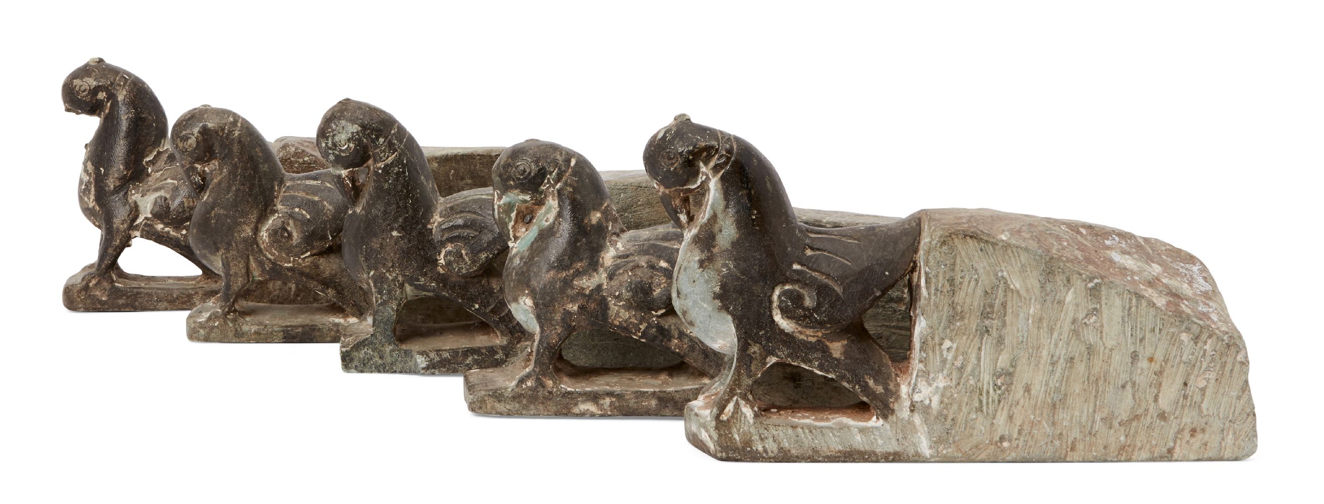 A group of 5 stone architectural brackets in the form of birds, India, 18th-19th century, with - Image 2 of 2