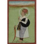 Portrait of a ruler, India, late 18th century, opaque pigments on paper heightened with gilt,