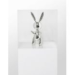 After Jeff Koons, American b.1955- Rabbit (Silver); zinc alloy sculpture, numbered 312/500 to COA