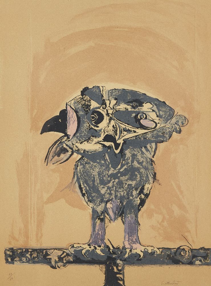 Graham Sutherland OM, British 1903-1980- Owl [Tassi 102], 1968; lithograph in colours on buff