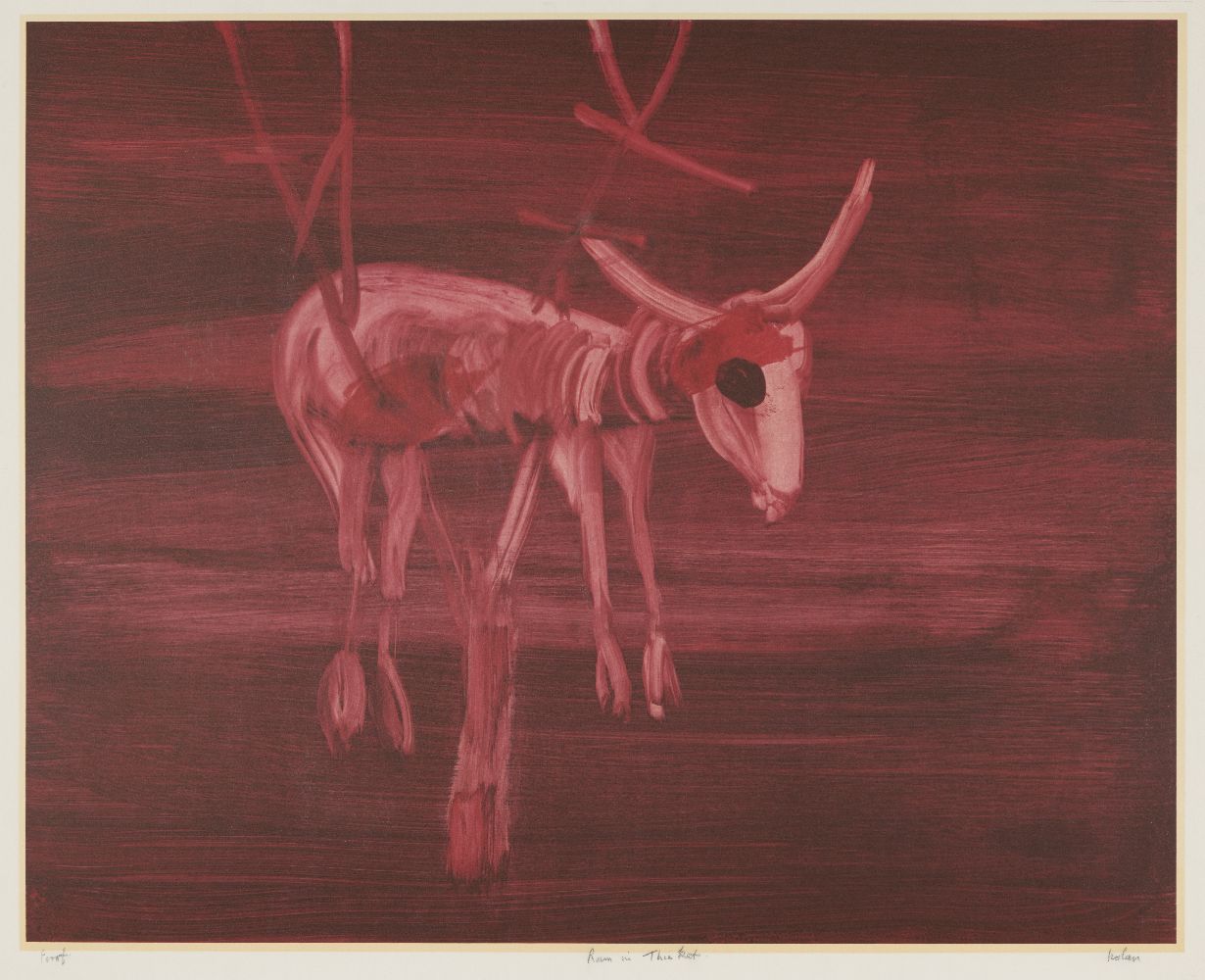 Sir Sidney Nolan OM AC RA, Australian 1917-1992- Ram in Thicket; screenprint in colours on wove,