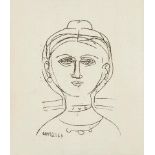 Massimo Campigli, Italian 1895-1971- Volto di donna, 1964; etching on wove, signed, dated an