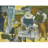 Romare Bearden, American 1911-1988- The Family, 1975; photo-etching and aquatint in colours on wove,