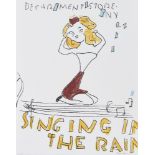 Rose Wylie, British b.1934- Singing In The Rain, 2019; lithograph with screenprint in colours on