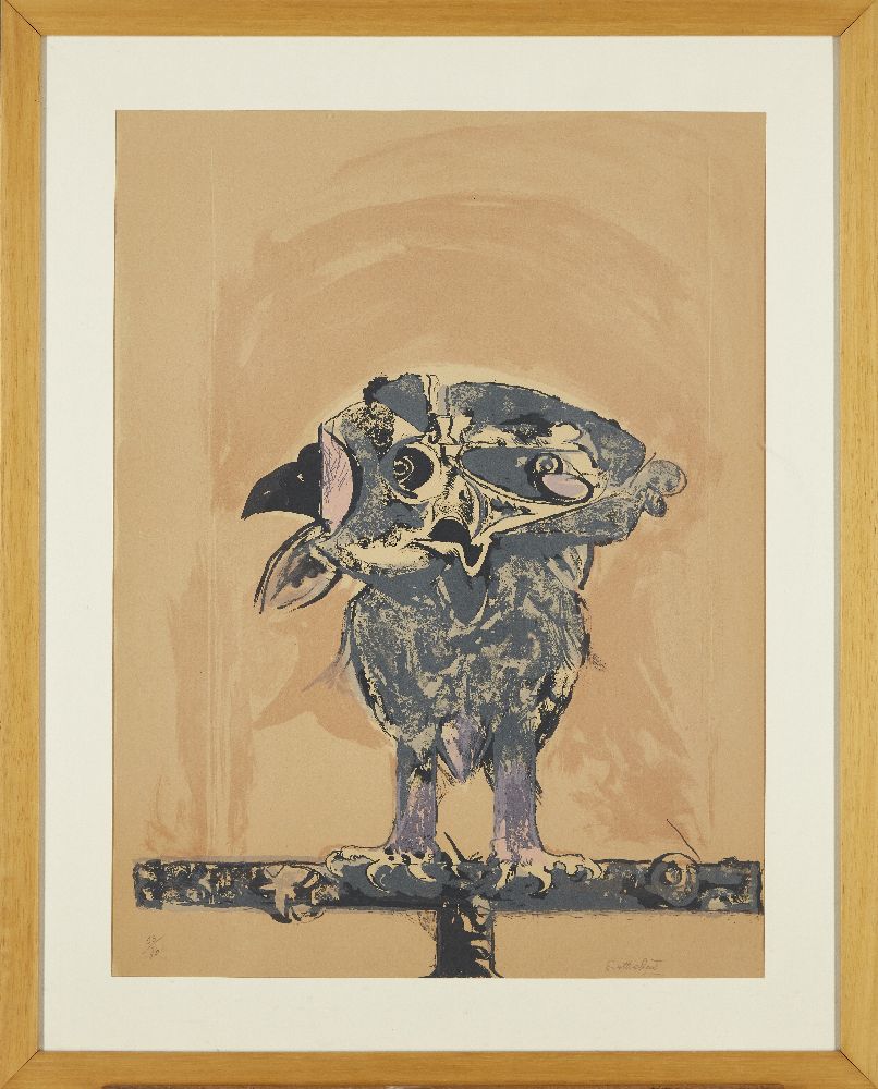 Graham Sutherland OM, British 1903-1980- Owl [Tassi 102], 1968; lithograph in colours on buff - Image 2 of 2