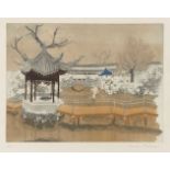 Patrick Procktor RA RE RWS, British 1936-2003- Lion Rocks Garden, Soochow, 1980; aquatint in colours