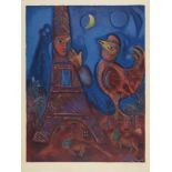 After Marc Chagall, Russian/French 1887-1985- Bonjour Paris [Mourlot CS. 45], 1972; lithograph in