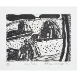 William Crozier, Scottish 1930-2011- Hay Ricks, 1992; etching with aquatint on wove, signed,