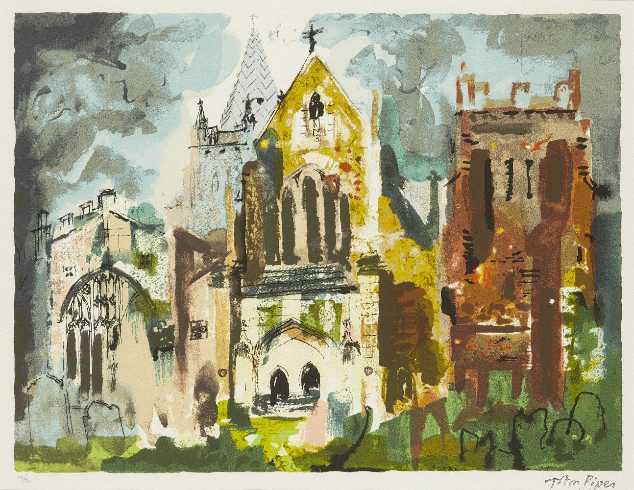 John Piper CH, British 1903-1992- Ottery St. Mary [Levinson 430], 1990; screenprint in colours on