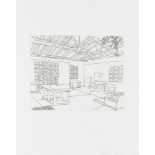 Jonas Wood, American b.1977- Bball Studio, 2019; etching on wove, signed, dated and numbered from