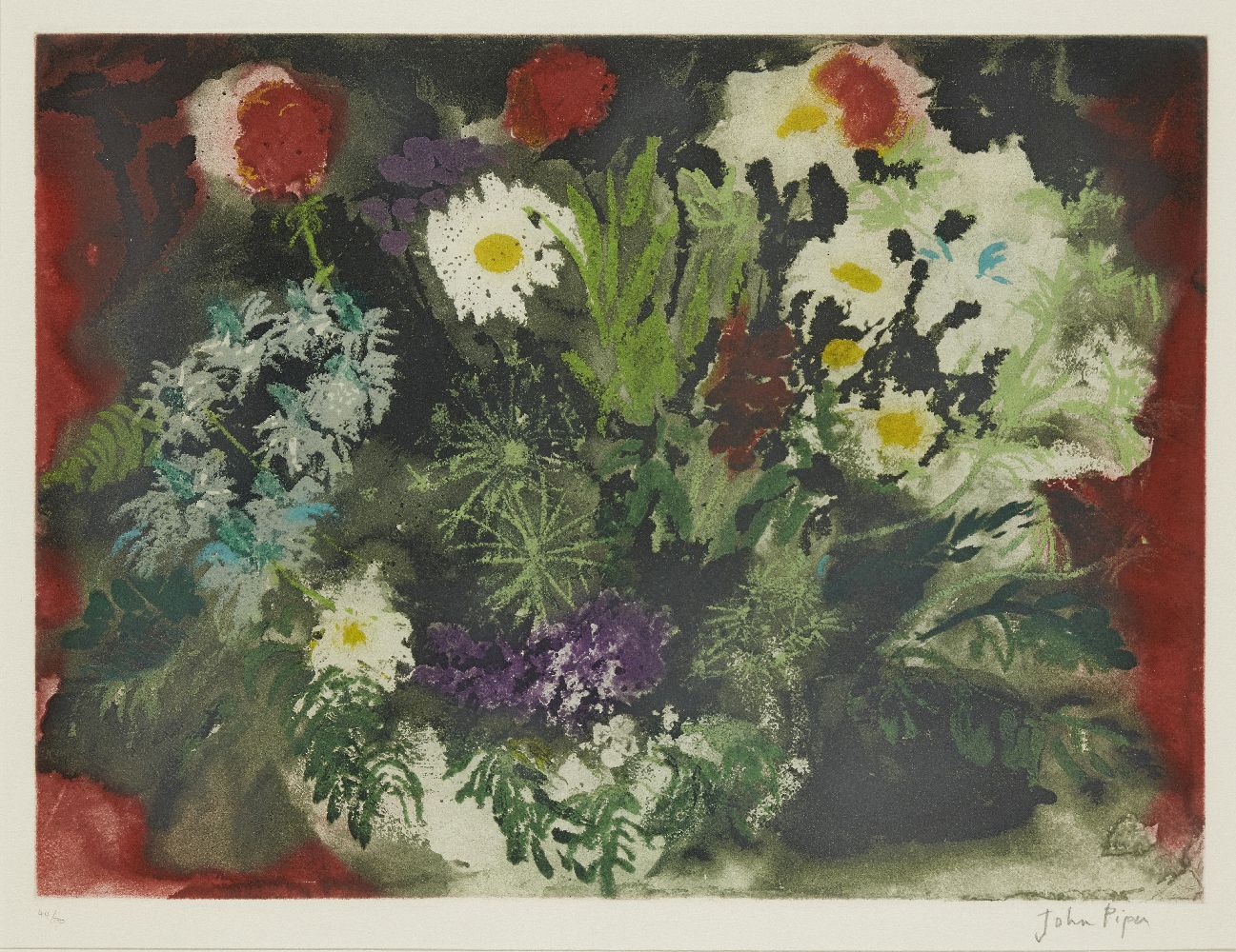 John Piper CH, British 1903-1992- Late Summer Flowers [Levinson 419], 1989; etching with aquatint in