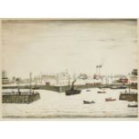 Laurence Stephen Lowry RBA RA, British 1887-1976- The Harbour, 1972; lithograph in colours on