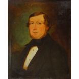 British School, mid 19th century- Portrait of a Gentleman, half length turned to the left; oil on