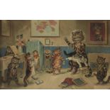 After Louis Wain, British 1860-1939- The Naughty Puss; chromolithograph, 45x70cm80