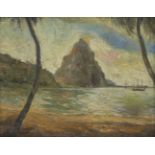 F van Pemortel, early-mid-20th century- St Lucia WI; oil on panel, bears inscription on the reverse,