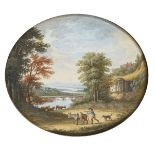 Manner of Gaspard Dughet, late 18th/early 19th century- Figure with a donkey and dog in an