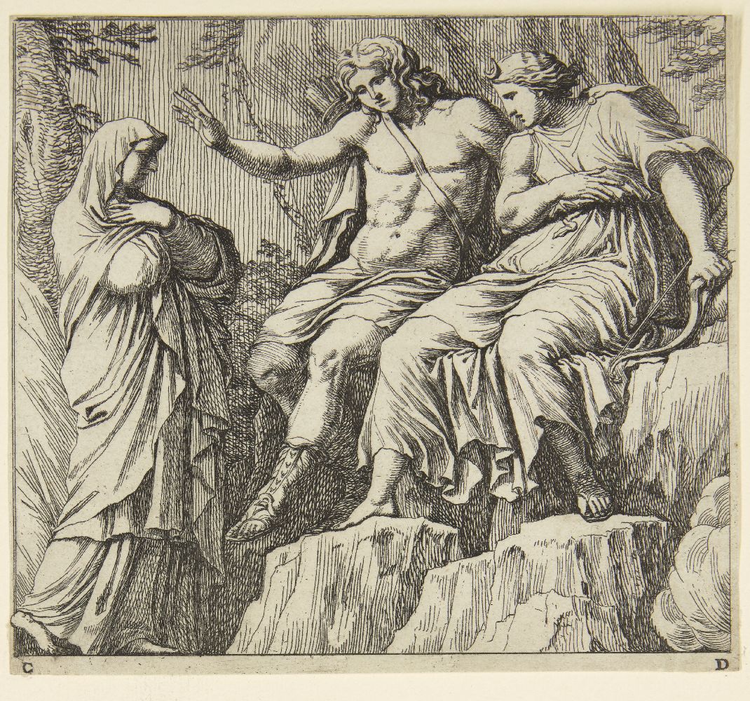Giovanni Battista Galestruzzi, Italian 1618-1677- Apollo and Diana Attacking Niobe's Children, after