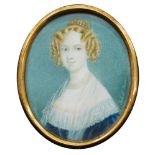 Robert Theer, Austrian 1808-1863- Portrait miniature of a lady, quarter-length turned to the right
