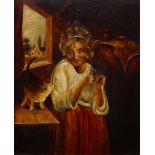 After Sir Joshua Reynolds PRA, British 1723-1792- Girl with a Mousetrap; oil on panel, 26.5x20.