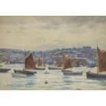 Frank Saltfleet, British 1860-1937- Harbour scene; watercolour, signed, 26x37cm100