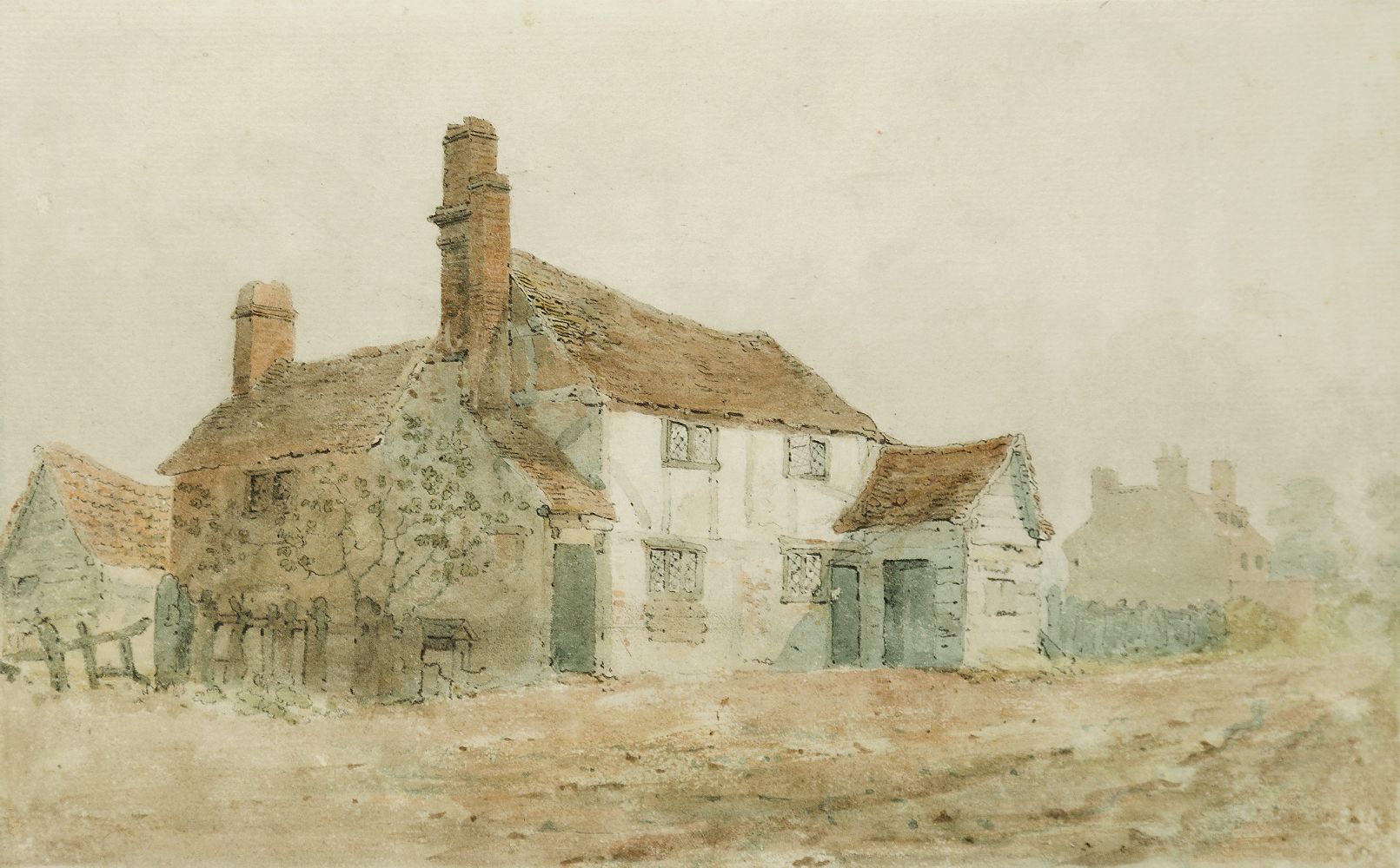 Attributed to John Varley OWS, British 1778-1842- Study of a cottage; pencil and watercolour on