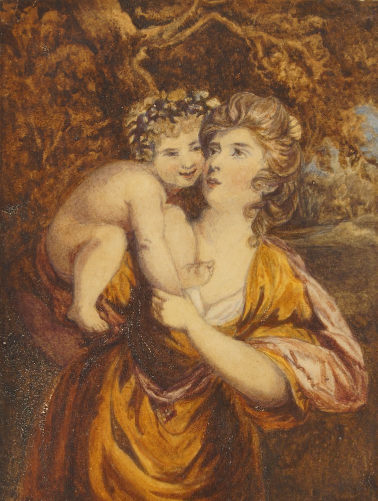 After Sir Joshua Reynolds PRA, British 1723-1792- Mrs Hartley as a Nymph with a Young Bacchus;